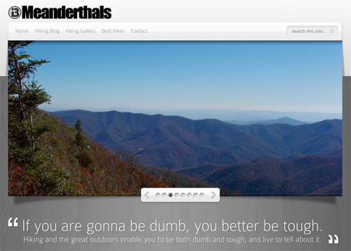 Screen shot from the Meanderthals hiking blog, based in the mountains of western North Carolina