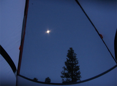 Moon from inside a tent