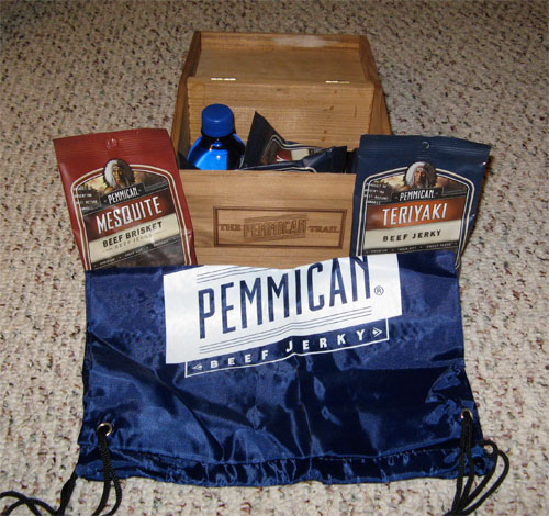 Box of Pemmican beef jerky and other cool stuff